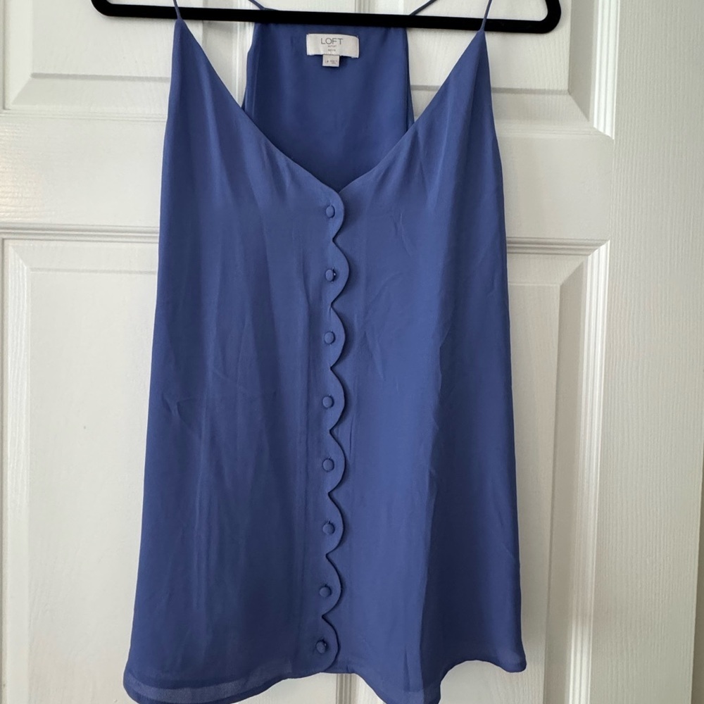 LOFT Women's Scalloped Blue Camisole - Picture 1 of 3